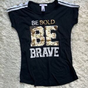 Kids Ponytails Black and Gold Sequin Kids Shirt